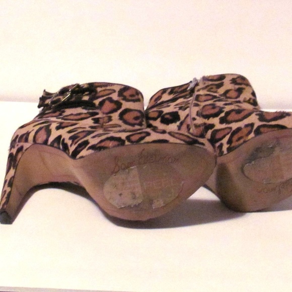 Sam Edelman Calf Fur Leopard Print Ankle Booties - Picture 5 of 8